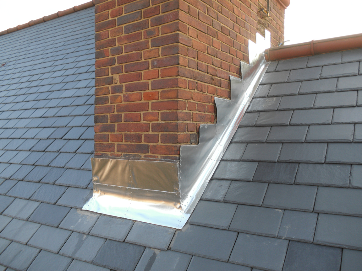 Lead flashing on chimney